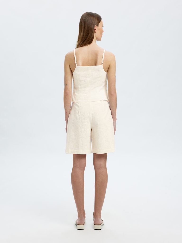 Selected Femme Mette Buttoned Jacquard Strap Top B - Snow White