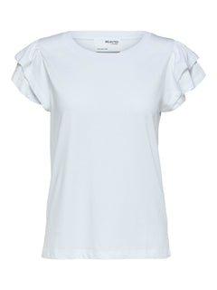 Camila Ss Ruffle Tee - Bright White