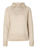Lulu Mika Half Zip Ls Knit - Birch Melange