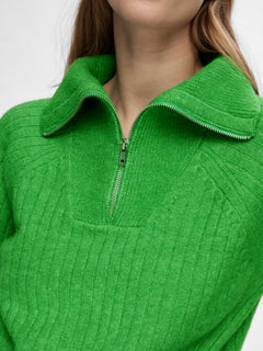 Lulu Mika Half Zip Ls Knit - Classic Green Melange