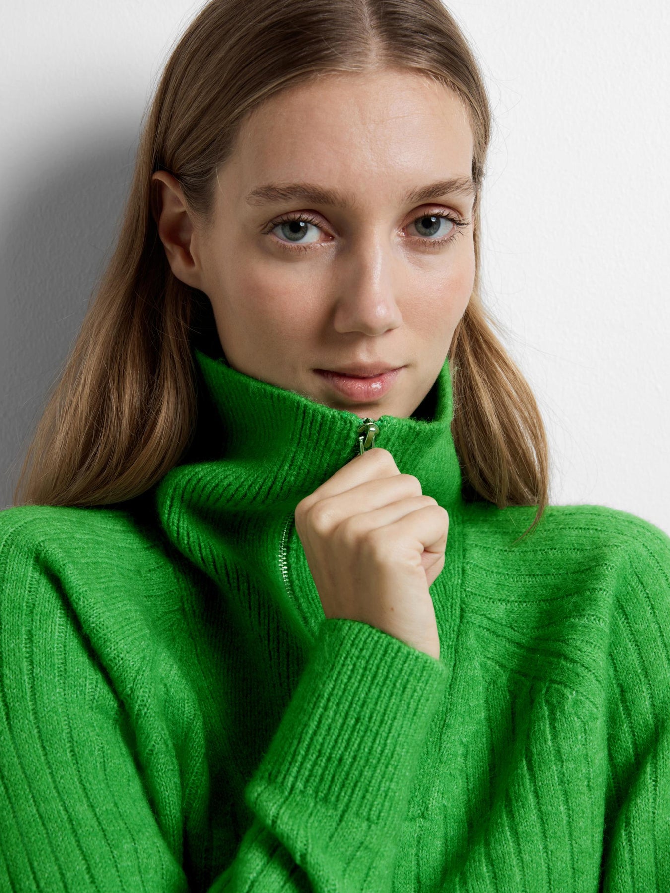 Lulu Mika Half Zip Ls Knit - Classic Green Melange