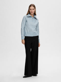 Lulu Mika Half Zip Ls Knit - Cashmere Blue Melange