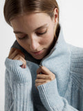 Lulu Mika Half Zip Ls Knit - Cashmere Blue Melange