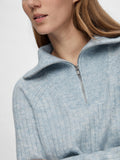 Lulu Mika Half Zip Ls Knit - Cashmere Blue Melange