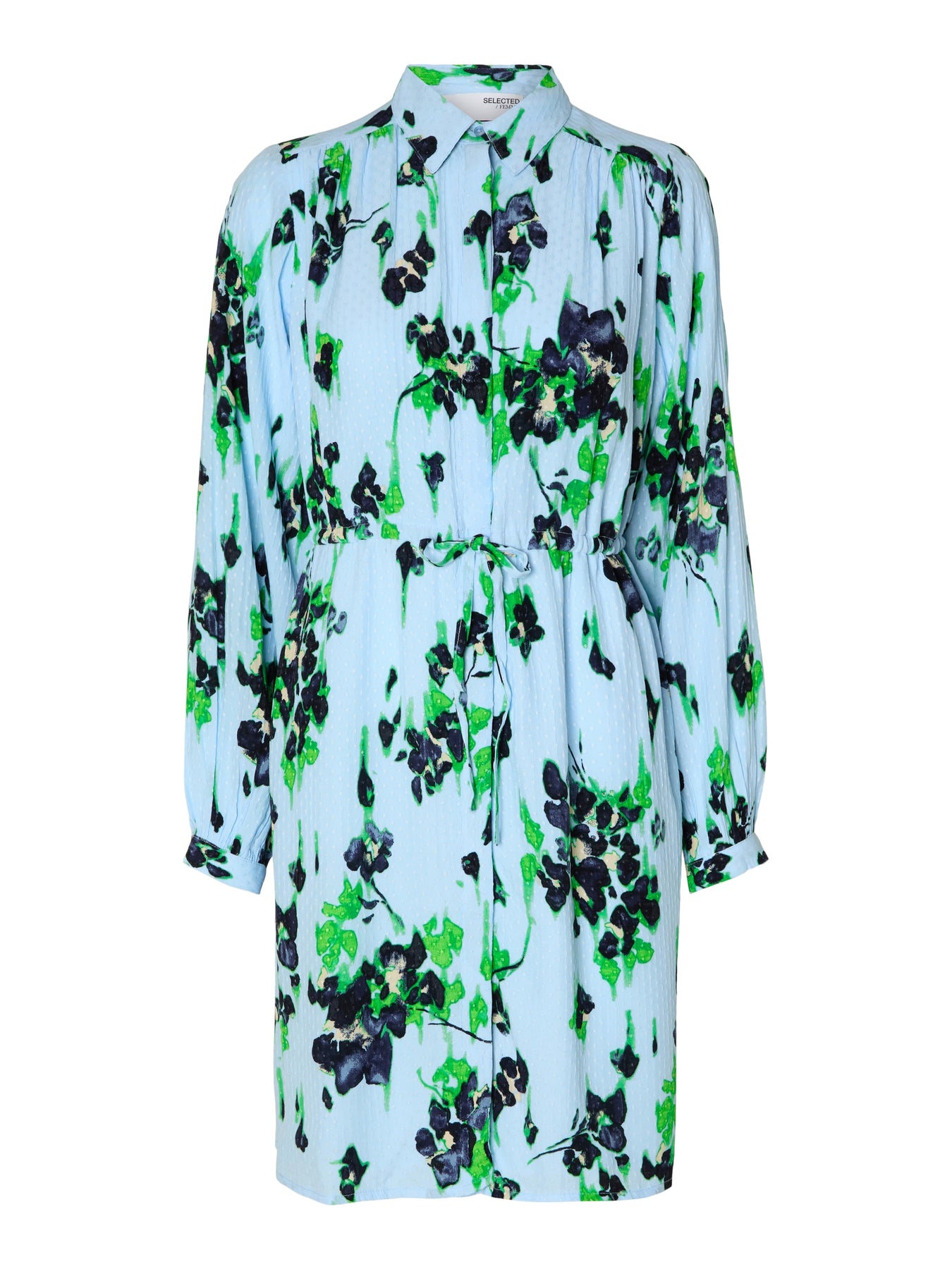 Irene-Blue Ls Aop Short Dress - Cashmere Blue/Classic Green