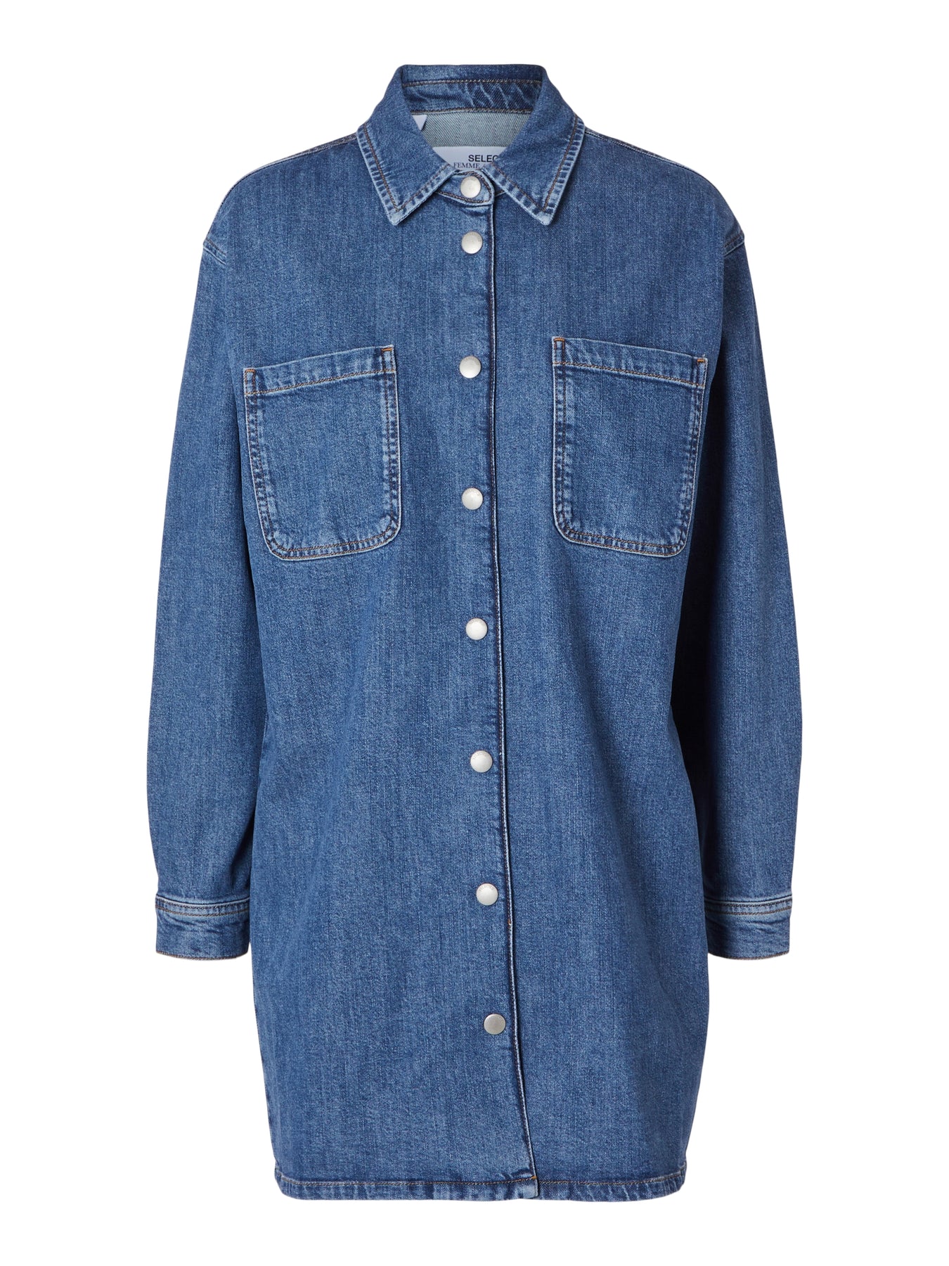 Bella Ls Short Dress - Medium Blue Denim