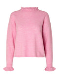 Lulu Ls Knit Frills O-Neck - Moonlite Mauve Melange