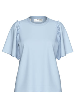 Penelope 2/4 Ruffle Tee Noos - Cashmere Blue