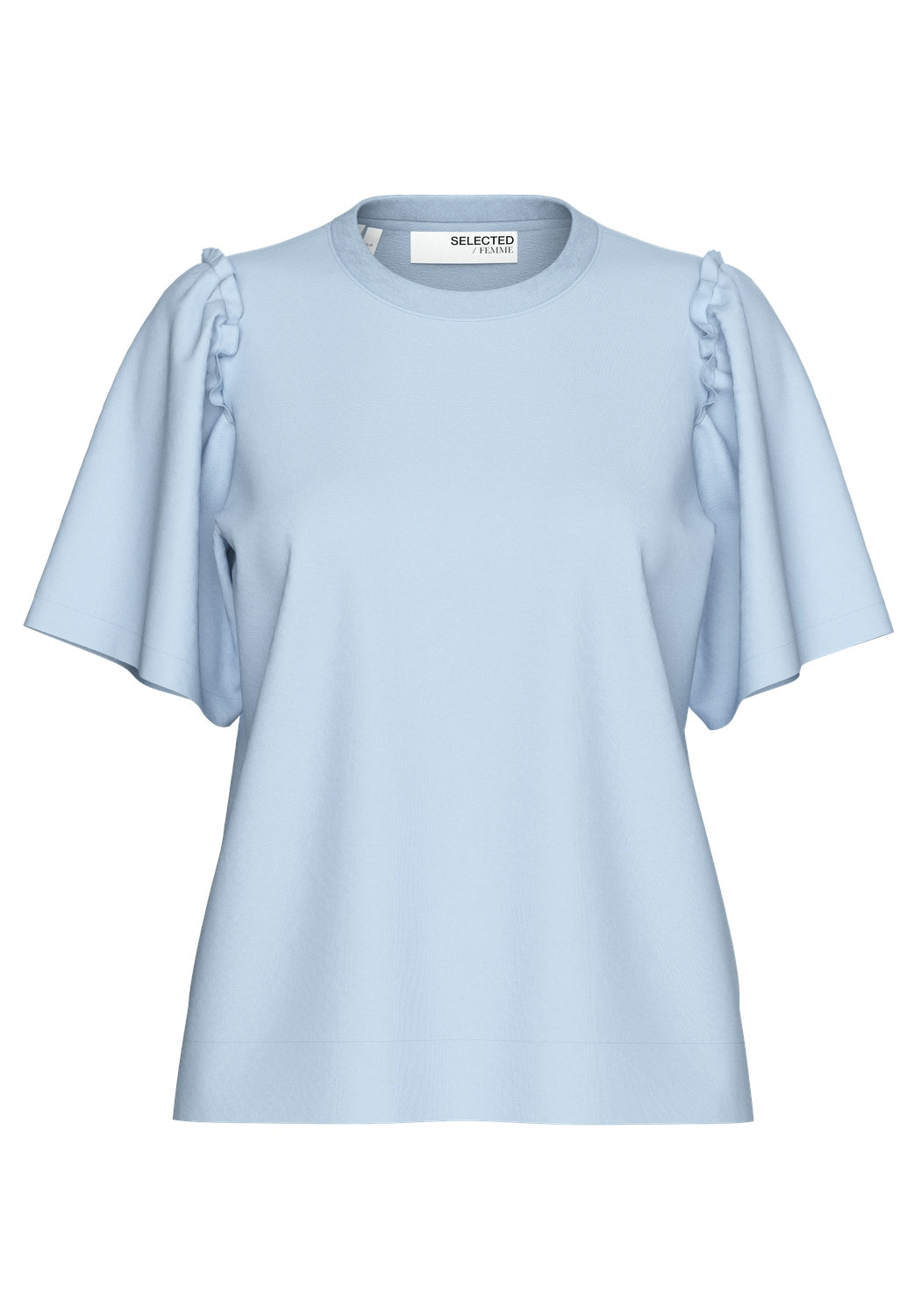 Selected Femme Penelope 2/4 Ruffle Tee - Cashmere Blue