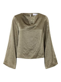 Selene Ls Draped Neckline Top B - Vetiver