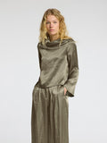 Selene Ls Draped Neckline Top B - Vetiver