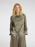 Selene Ls Draped Neckline Top B - Vetiver