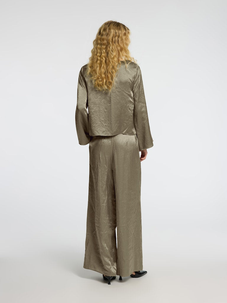 Selene Ls Draped Neckline Top B - Vetiver