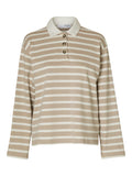 Wada Ls Stripe Collar Top - Island Fossil Snow White