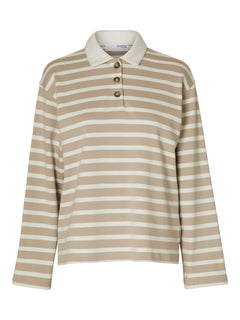 Wada Ls Stripe Collar Top - Island Fossil Snow White