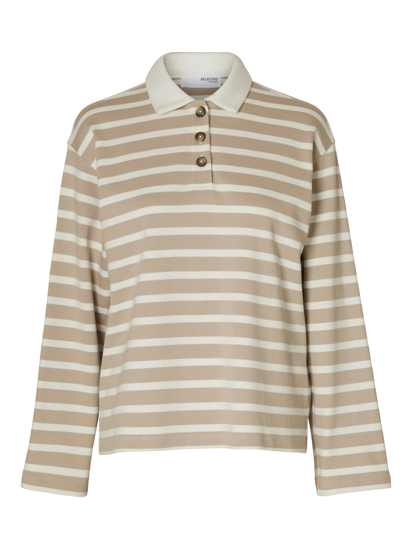 Wada Ls Stripe Collar Top - Island Fossil Snow White