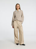 Wada Ls Stripe Collar Top - Island Fossil Snow White