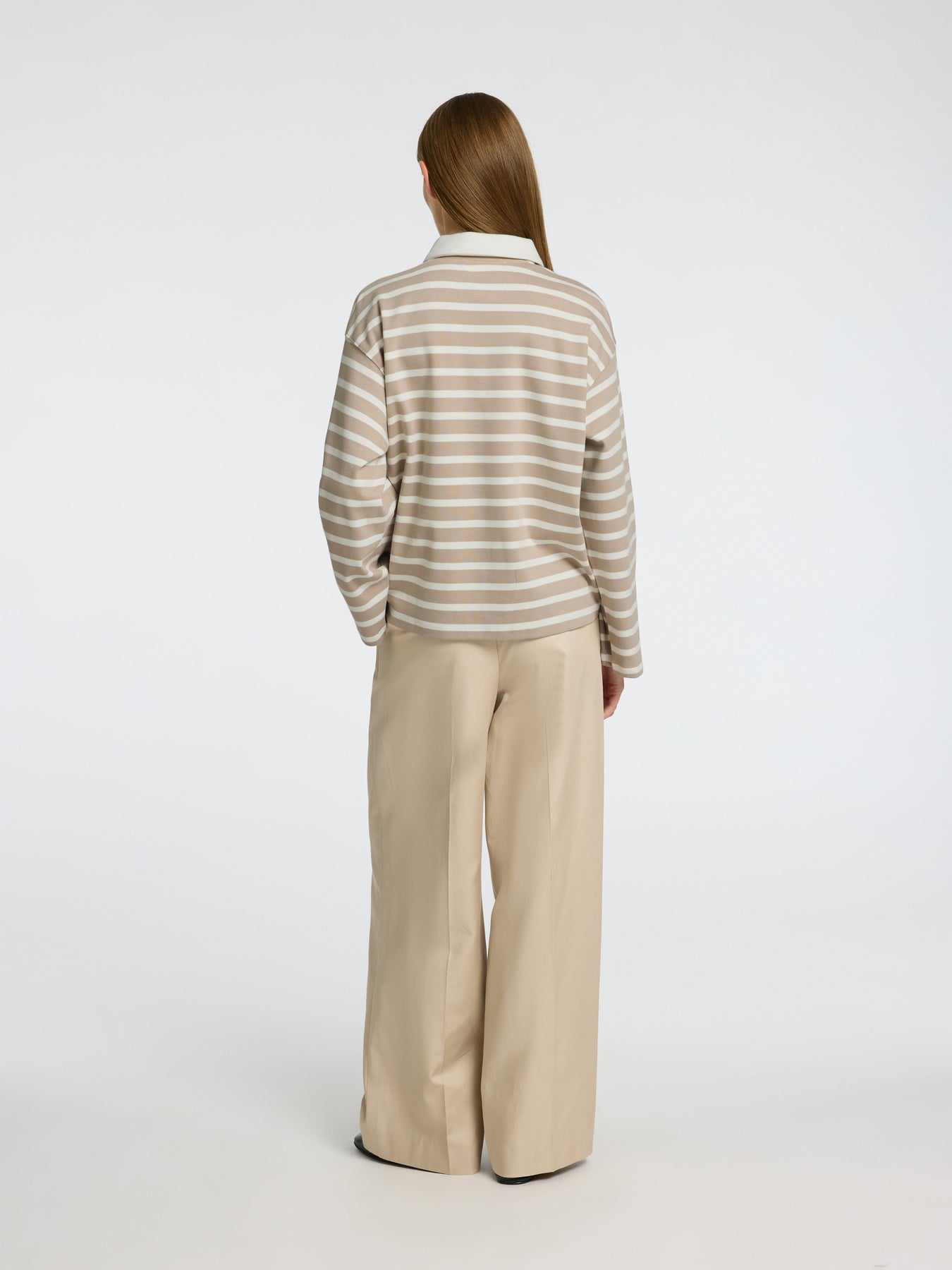 Wada Ls Stripe Collar Top - Island Fossil Snow White
