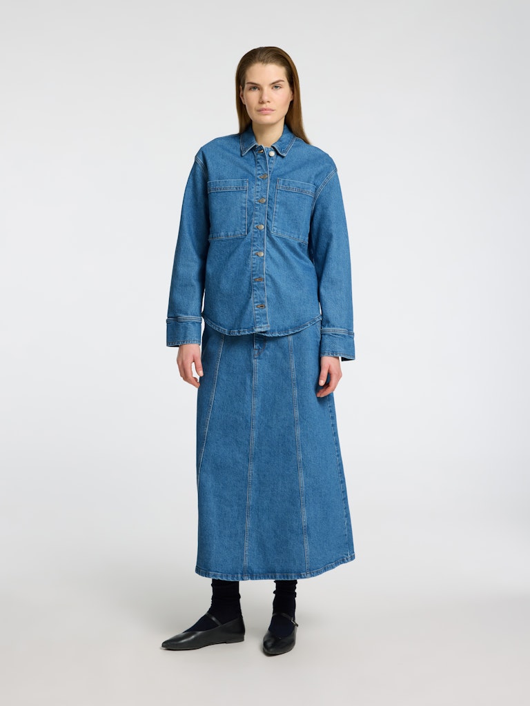 Evelyn Ls Skjorta - Medium Blue Denim