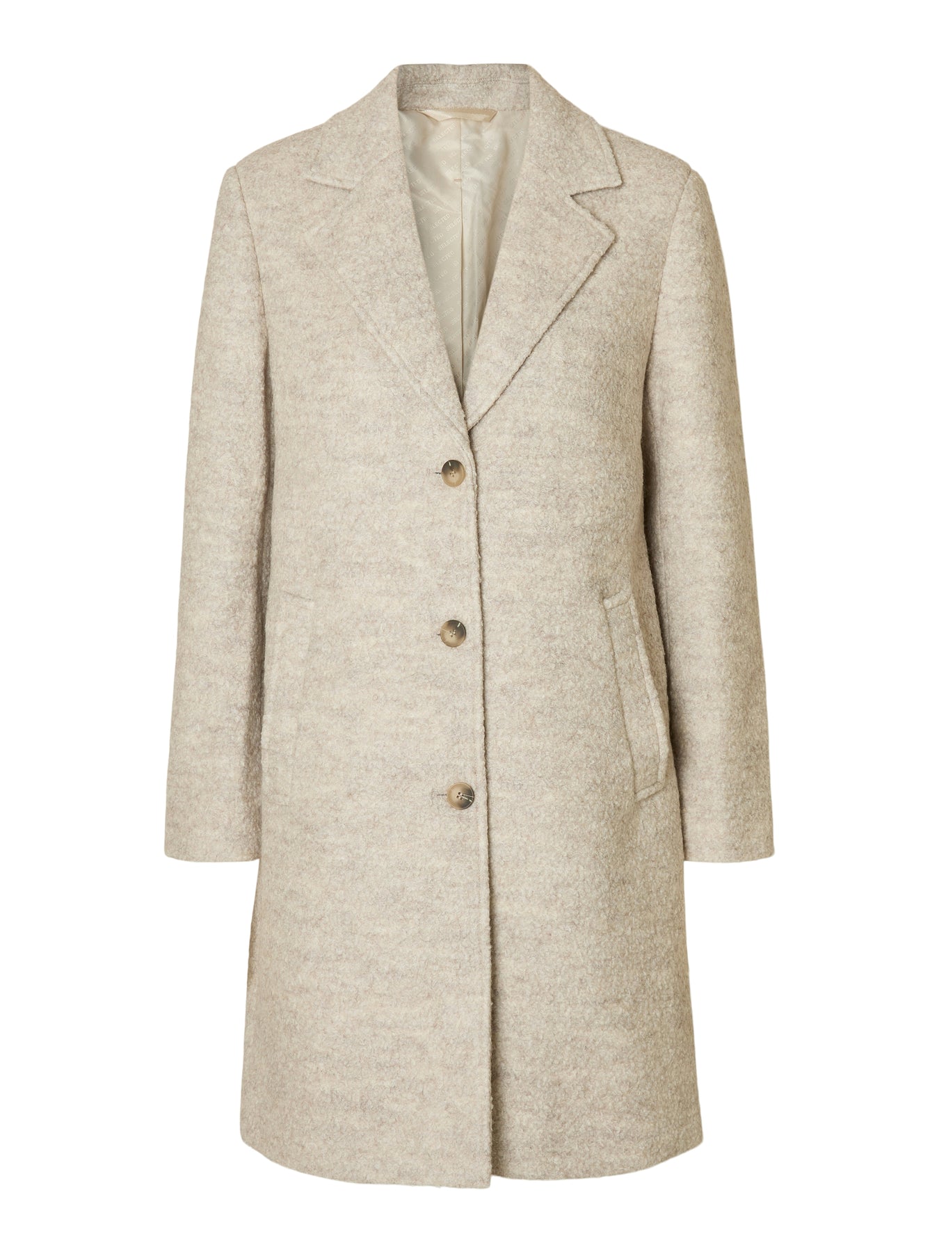 Sasja Boucle Wool Blend Coat - Sandshell Melange