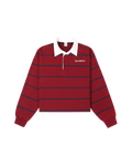 Serif Logo Rugby Polo - Merlot/White/Dark Navy
