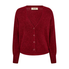 Thora V-Neck Knit Cardigan - Rhythmic Red