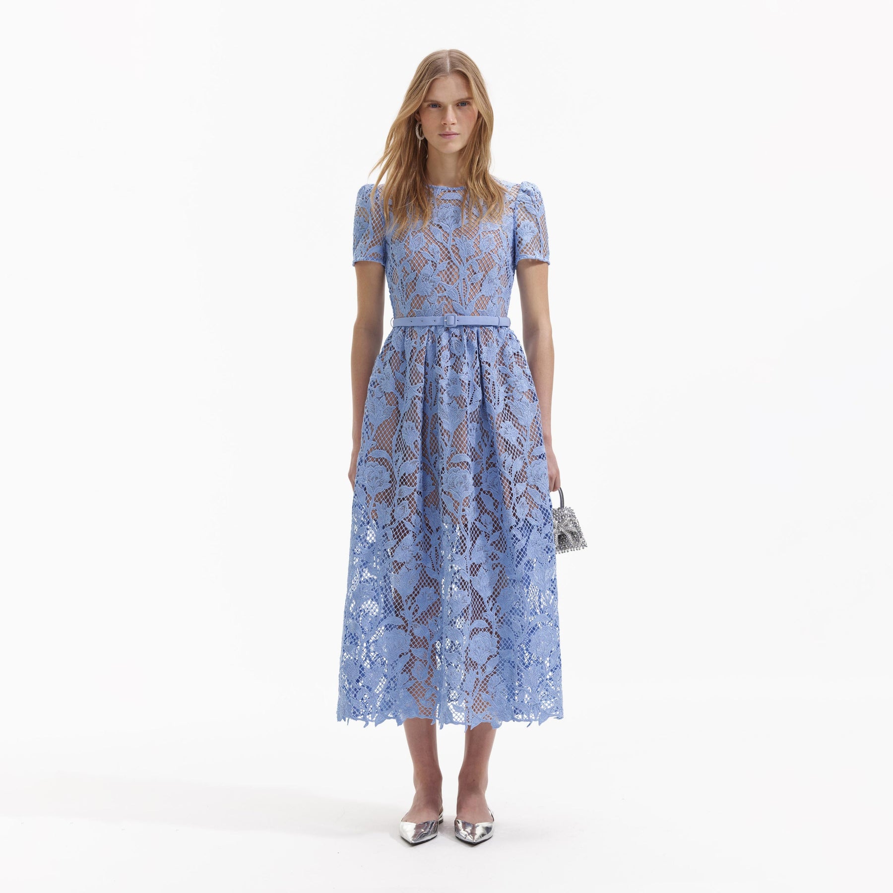 Lily Lace Midi Dress - Blue