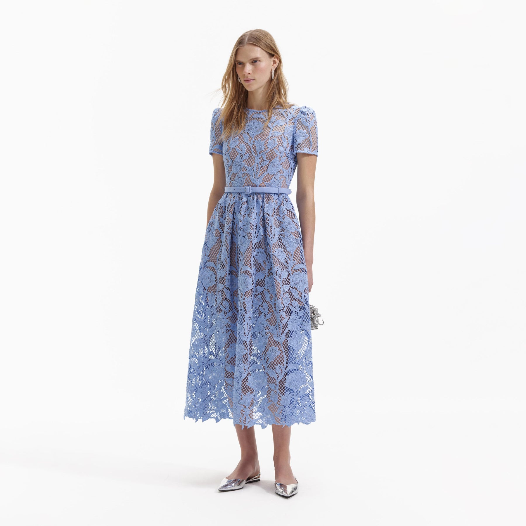 Lily Lace Midi Dress - Blue