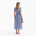 Lily Lace Midi Dress - Blue