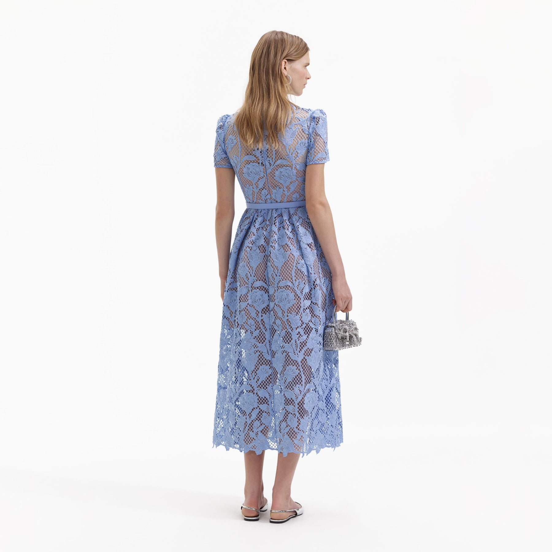 Lily Lace Midi Dress - Blue