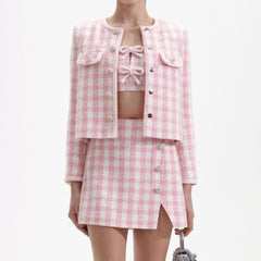 Check Boucle Jacket - Pink