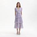 Chiffon Tiered Midi Dress - Lilac Floral