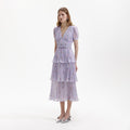 Chiffon Tiered Midi Dress - Lilac Floral