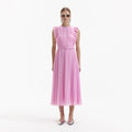 Chiffon Sleeveless Ruffle Midi Dress - Pink