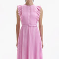 Chiffon Sleeveless Ruffle Midi Dress - Pink