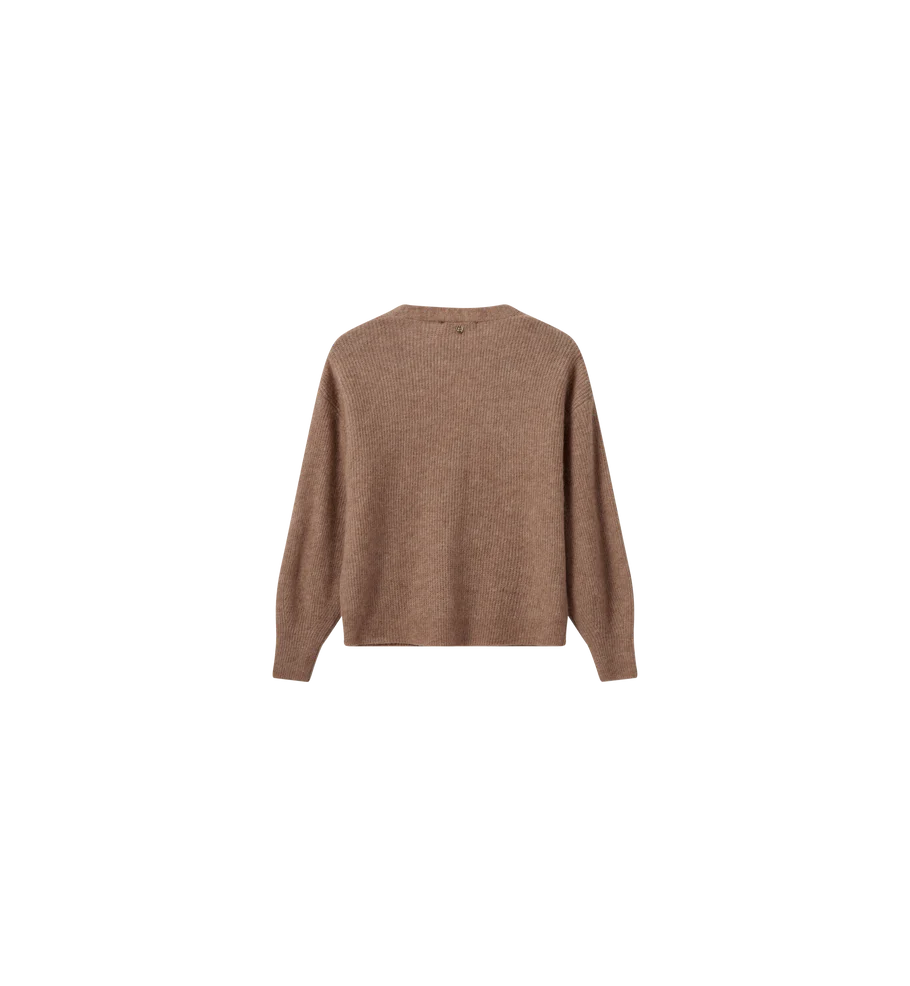 Thora V-Neck Knit Cardigan - Cinnamon Swirl
