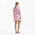Check Knit Mini Dress - Pink