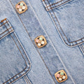 Denim Buttoned Mini Dress  - Light Blue