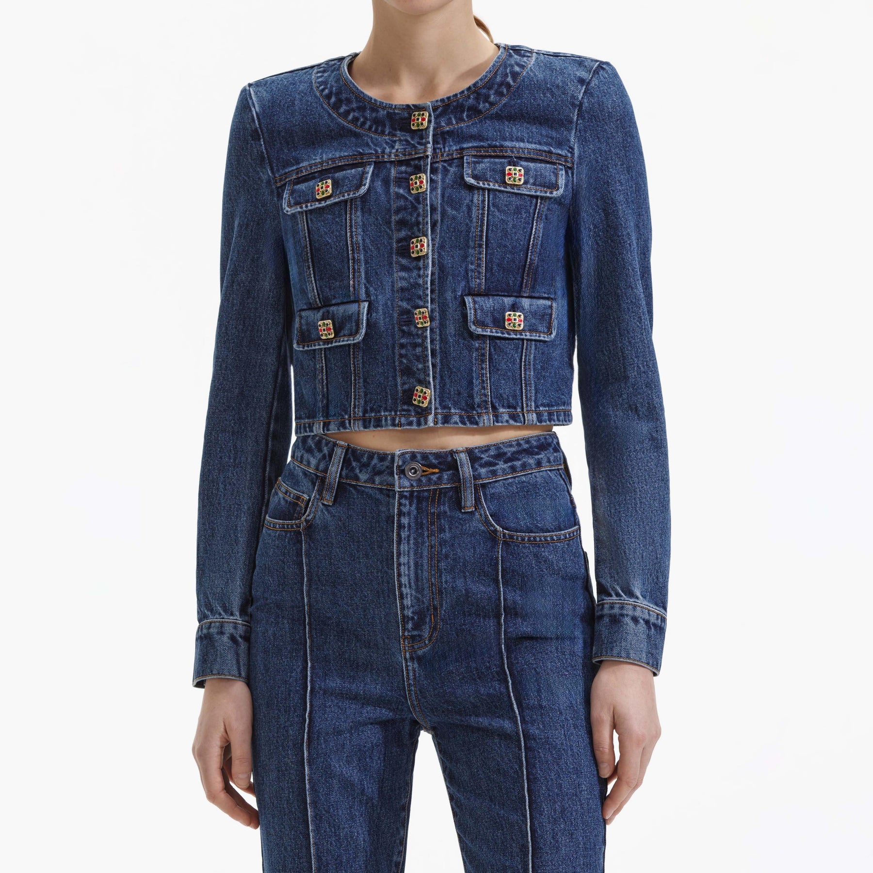 Buttoned Denim Jacket - Blue