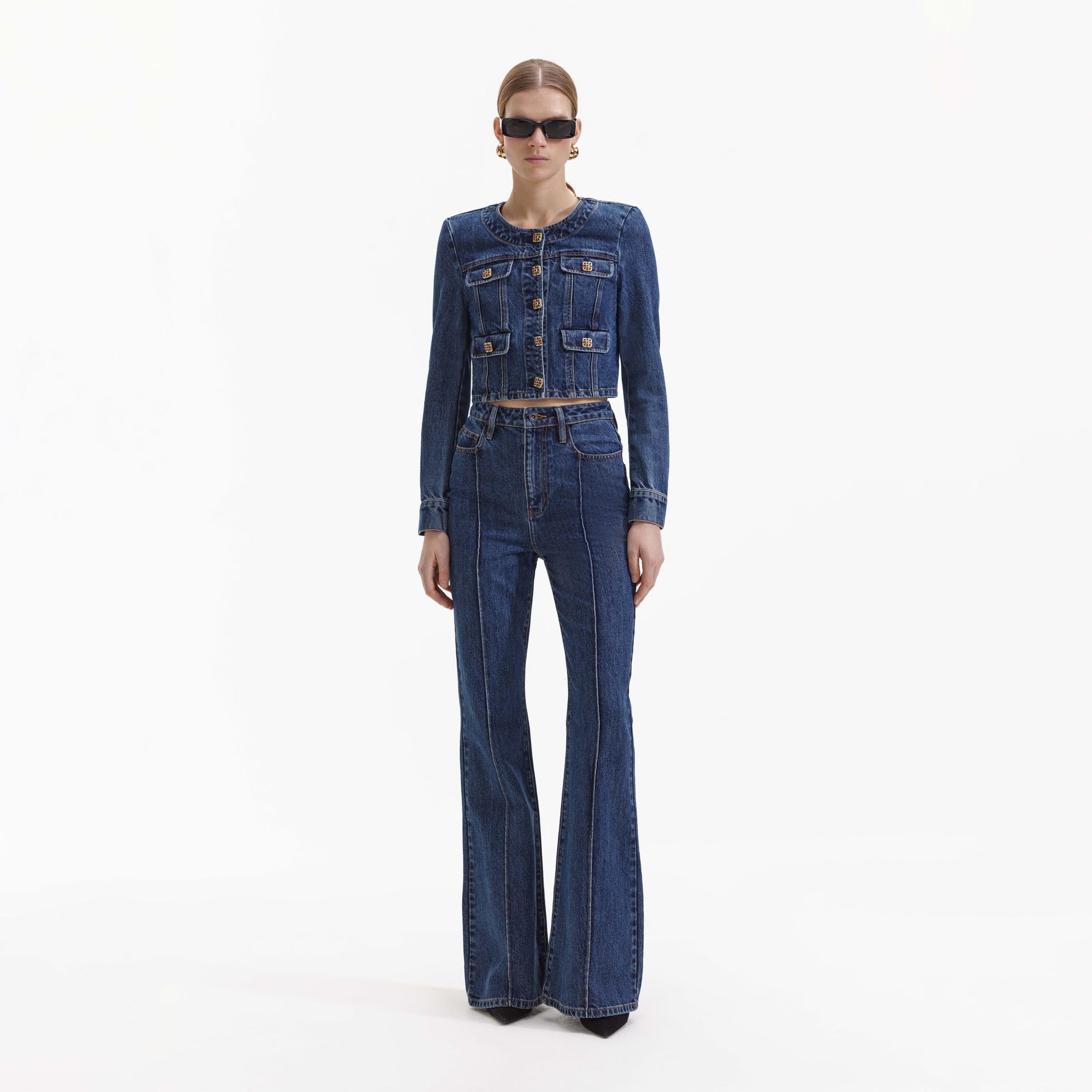 Buttoned Denim Jacket - Blue