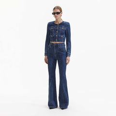 Buttoned Denim Jacket - Blue