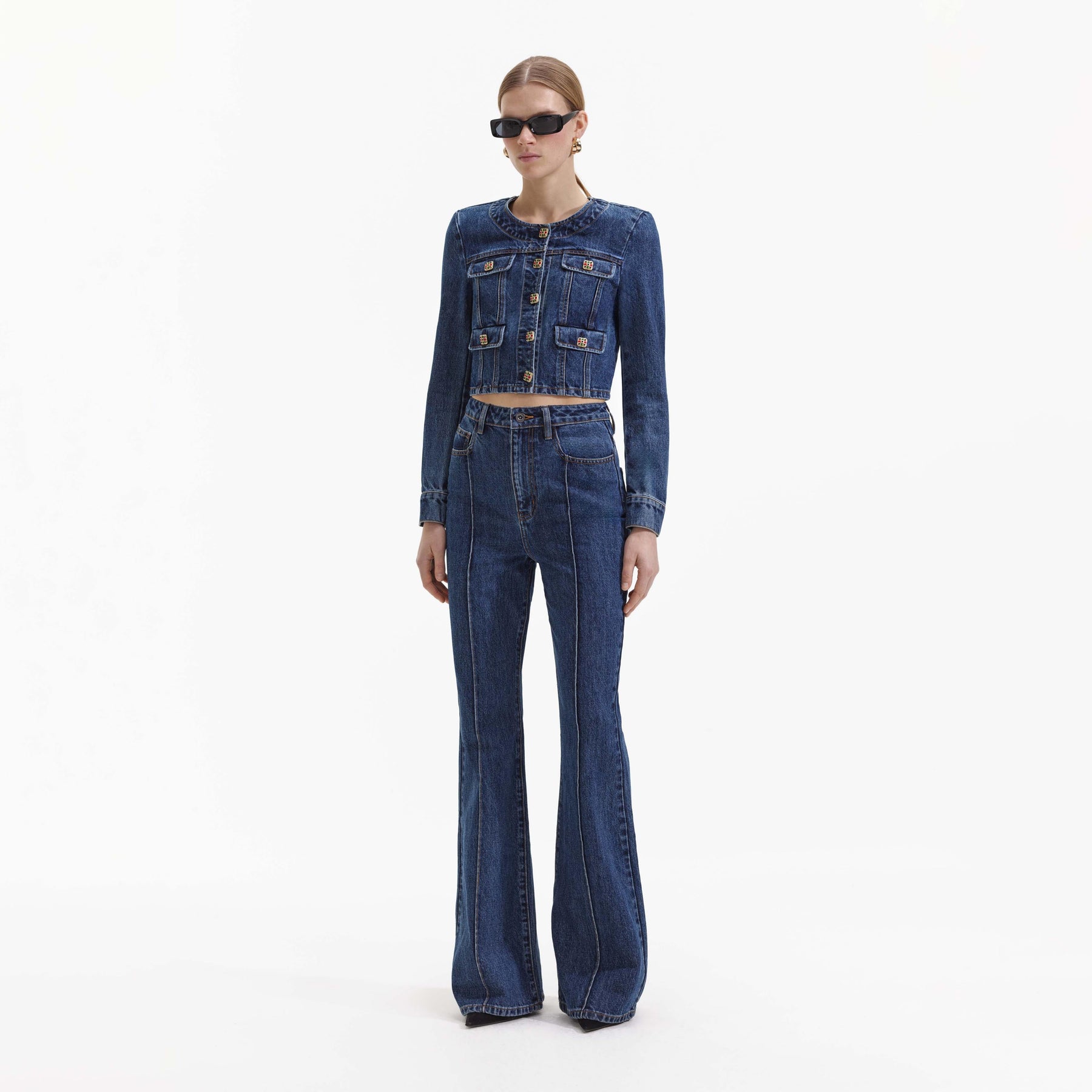 Buttoned Denim Jacket - Blue