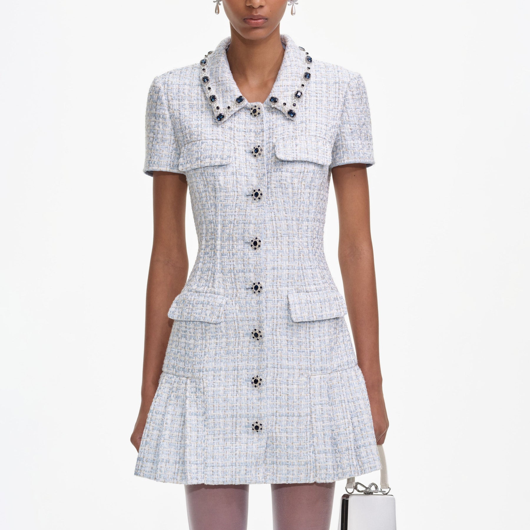 Boucle Mini Dress - Blå