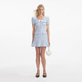 Check Knit Mini Dress - Blå
