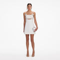 Crepe Pearl Bow Mini Dress - White
