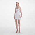 Crepe Pearl Bow Mini Dress - White