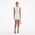 Boucle Bow Mini Dress - Gräddvit