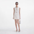 Boucle Bow Mini Dress - Gräddvit