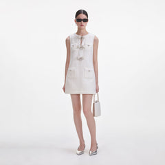 Boucle Bow Mini Dress - Cream