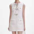Boucle Bow Mini Dress - Gräddvit